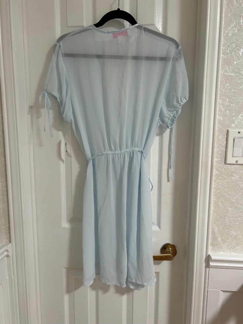 Oscar de la Renta Pink Label Sheer Blue Robe - Picture 7 of 7